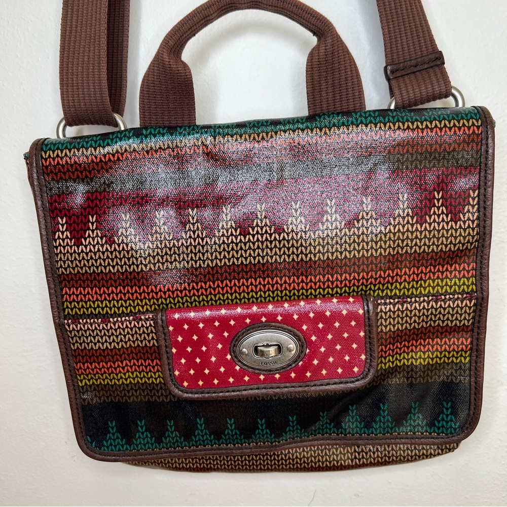 Fossil vintage Key-per Multicolor Crossbody Bag with Patterned Design organizer - Picture 6 of 9